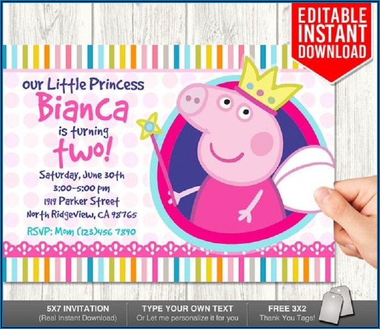 Free Customized Peppa Pig Birthday Invitations