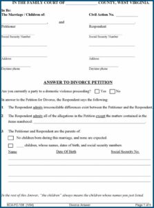 Free Divorce Forms In Virginia