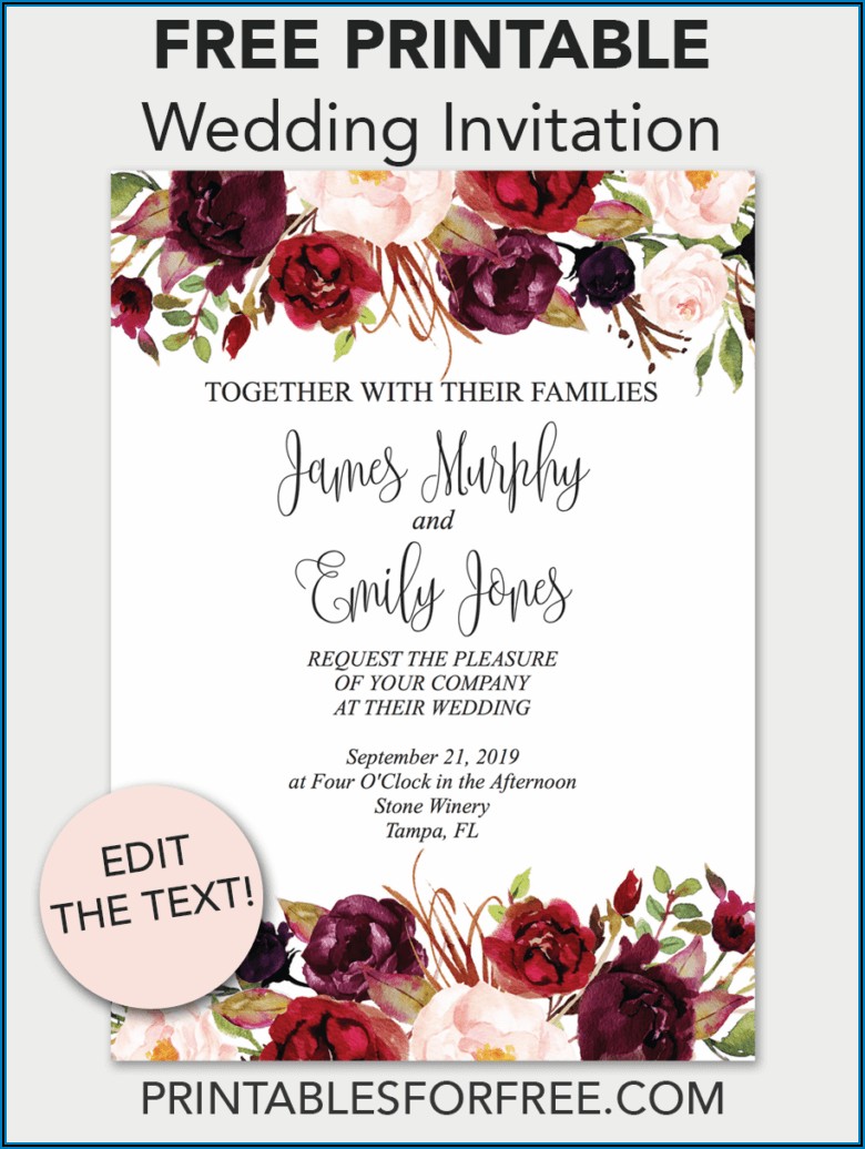 Free Editing Wedding Invitation Cards