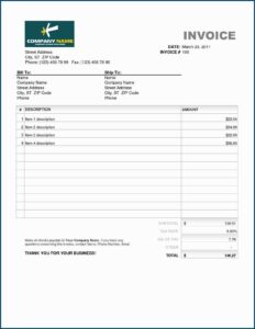 Free Invoice Template Pdf Uk