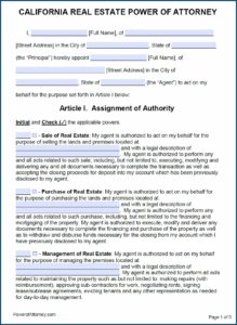 Free Legal Forms California Durable Power Of Attorney