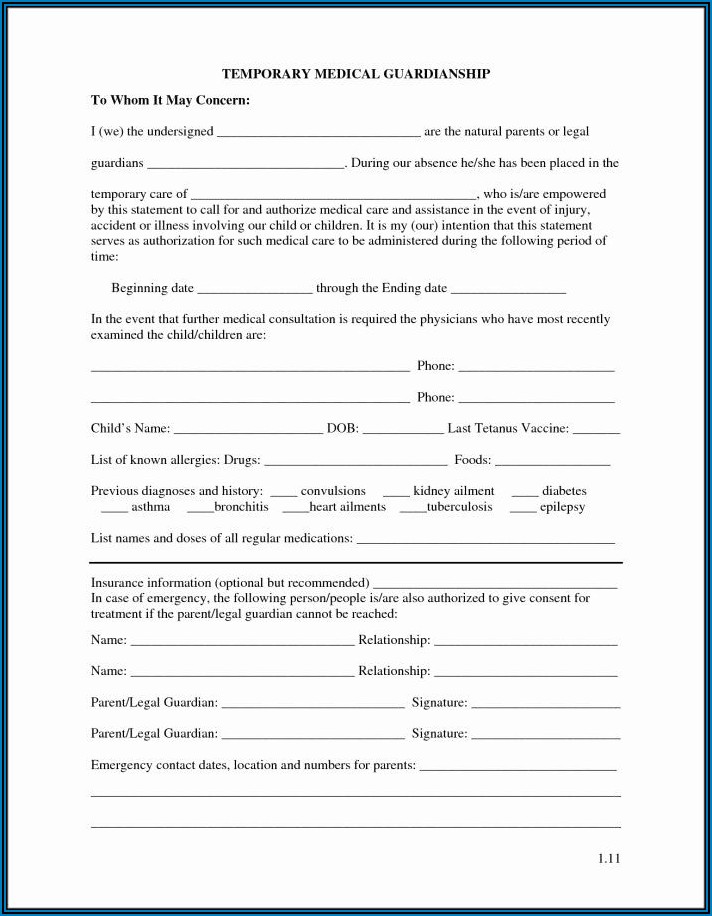 Free Online Forms For Temporary Guardianship