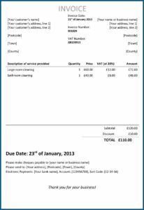 Free Printable Blank Self Employed Printable Invoice Template