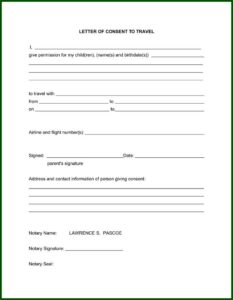 Free Printable Child Travel Consent Form Template Pdf