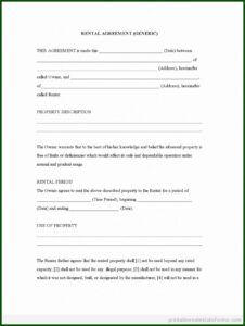 Free Rental Agreement Template Printable
