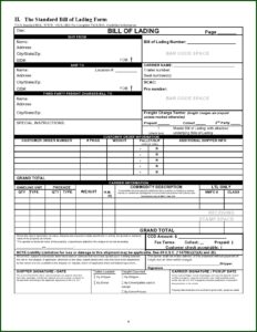 Generic Bill Of Lading Form Pdf