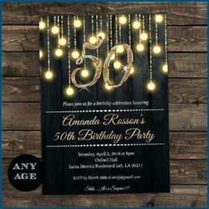 Gold 50th Birthday Invitation Card
