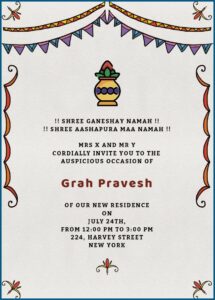 Gruhapravesam Invitation Templates In English
