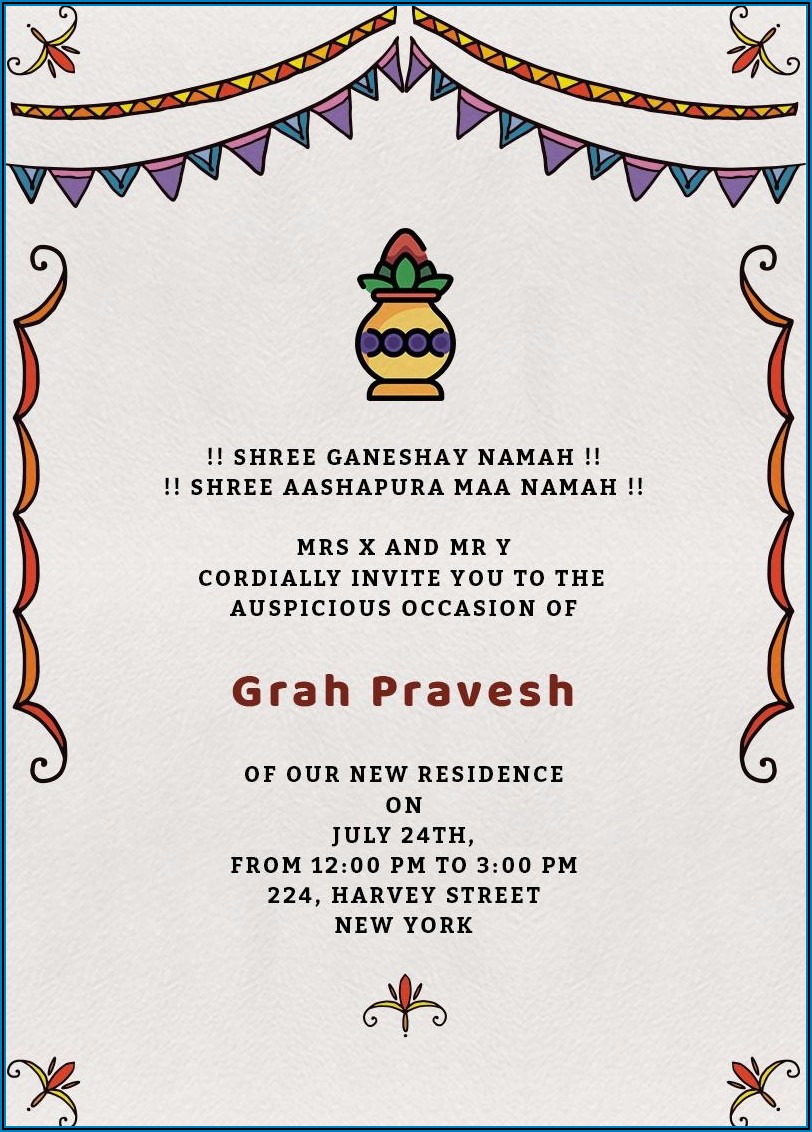 Gruhapravesam Invitation Templates In English
