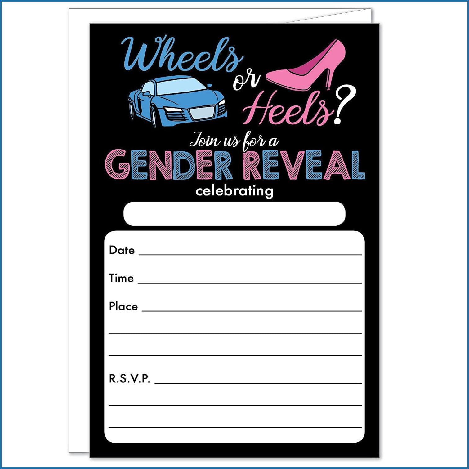 Heels Or Wheels Gender Reveal Invitations