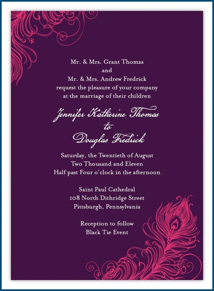 Indian Wedding Invitation Card Matter In English
