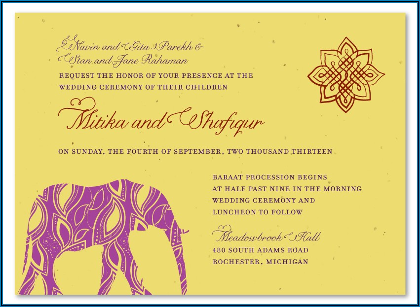 Indian Wedding Invitation Wording Samples