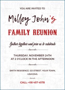 Invitation Card For Family Get Together