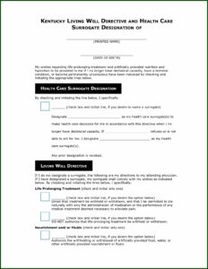 Kentucky Living Will Directive Form