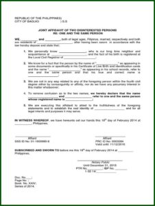 Legal Forms Affidavit Of One And The Same Person