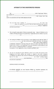 Legal Forms Affidavit Of Two Disinterested Persons