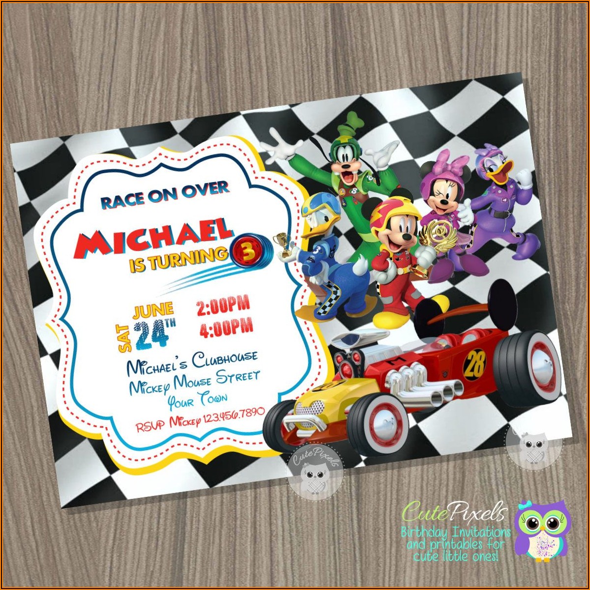 Mickey And The Roadster Racers Digital Invitations