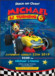 Mickey And The Roadster Racers Invitations Templates