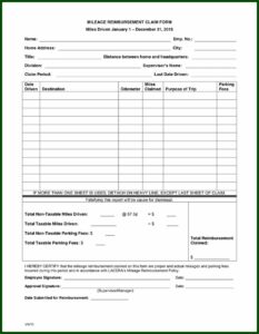 Mileage Claim Form Pdf