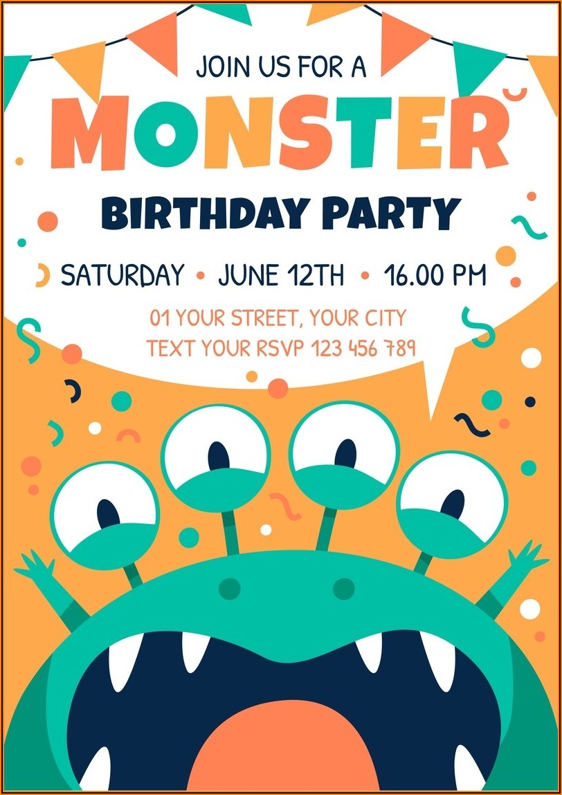 Monster Birthday Party Invitation Template
