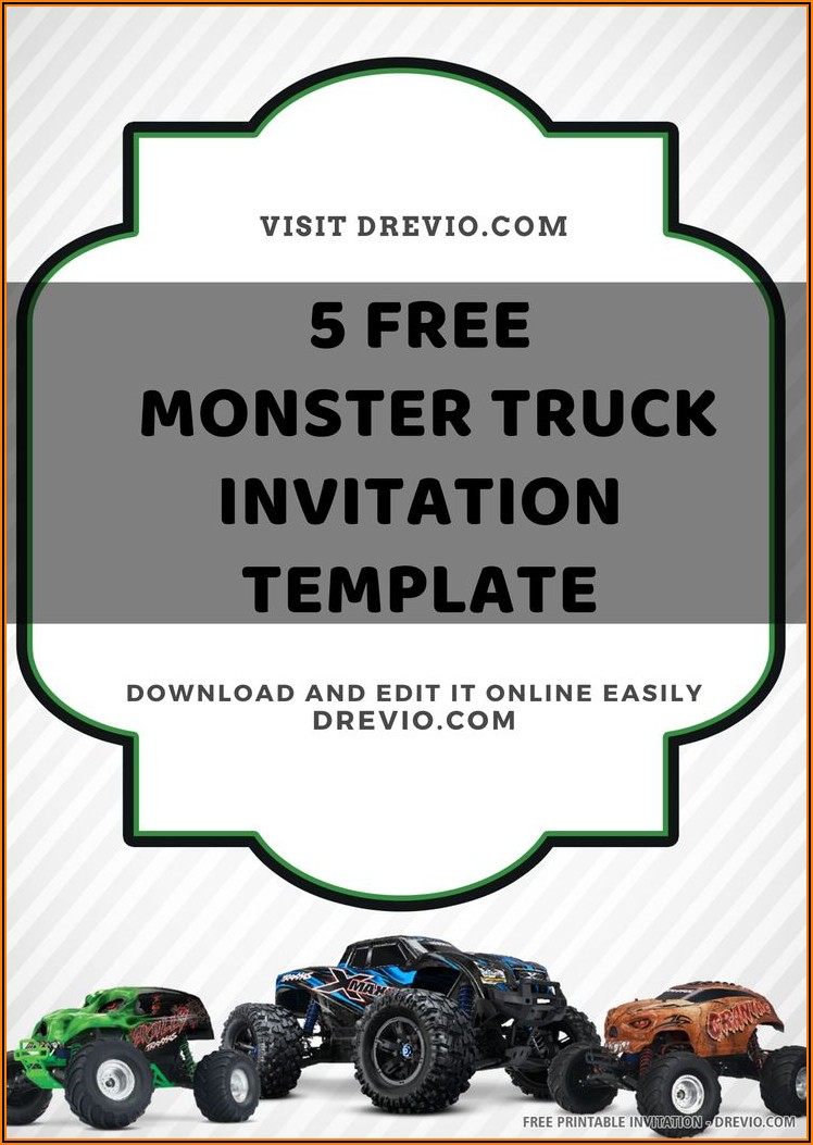 Monster Truck Invitations Printable Free