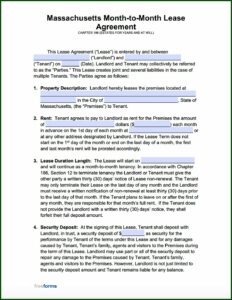 Month To Month Lease Form Massachusetts