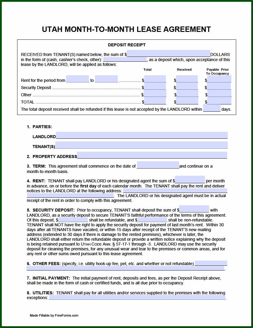 Month To Month Lease Form Pdf