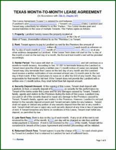 Month To Month Lease Form Texas