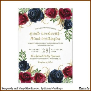 Navy And Burgundy Bridal Shower Invitations