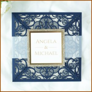 Navy And Cream Wedding Invitations