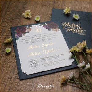 Navy And Maroon Wedding Invitations