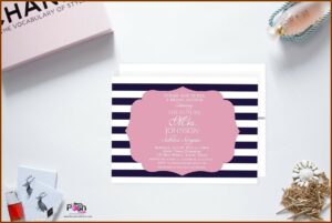Navy And Pink Bridal Shower Invitations
