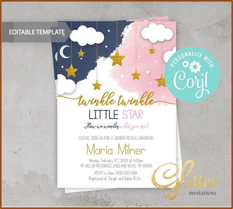 Navy And Pink Gender Reveal Invitations