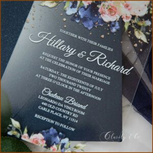 Navy And Pink Invitations