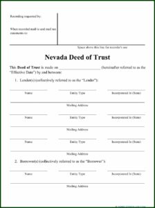 Nevada Deed Of Trust Form
