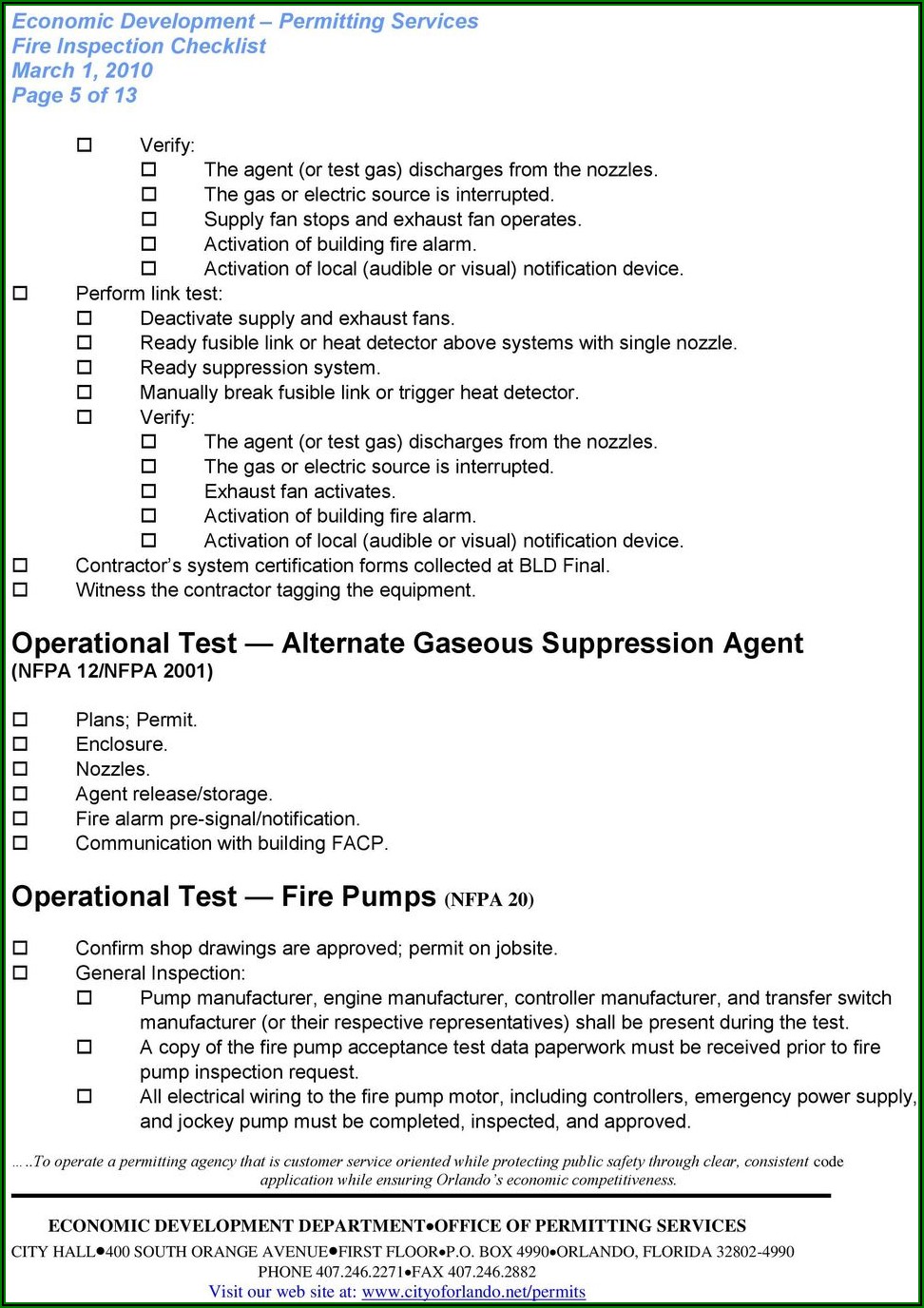 Nfpa 2001 Inspection Forms