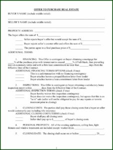 Offer To Purchase Real Estate Form Private Sale Florida