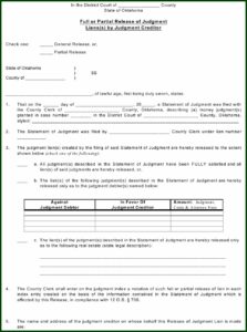 Partial Release Of Judgment Lien Form Texas