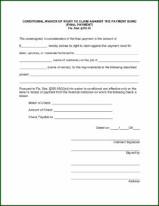 Partial Release Of Lien Form Florida