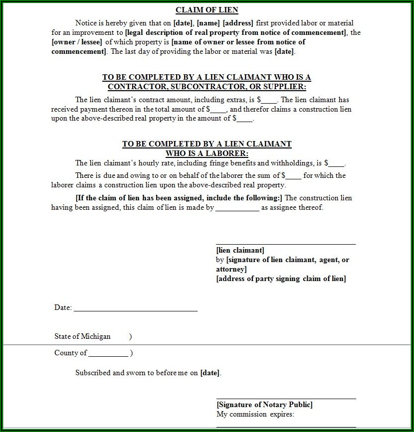 Partial Unconditional Waiver Of Lien Form Michigan