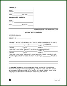 Quit Claim Deed Form Clark County Nevada