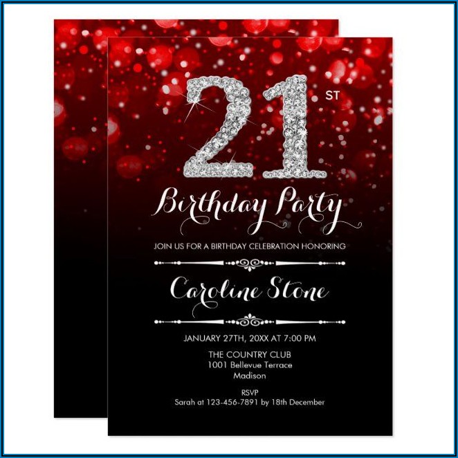 Red Black And Silver Birthday Invitations