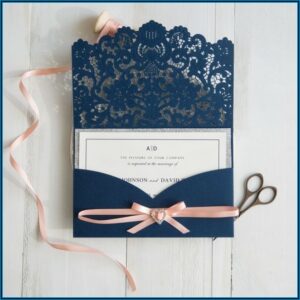 Royal Blue And Coral Wedding Invitations