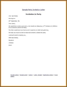 Sample Casual Dinner Invitation Letter