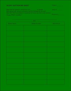 Silent Auction Bid Forms Free