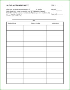 Silent Auction Bidder Registration Form