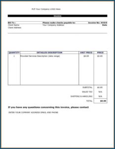 Simple Invoice Blank Invoice Template Word Free Download