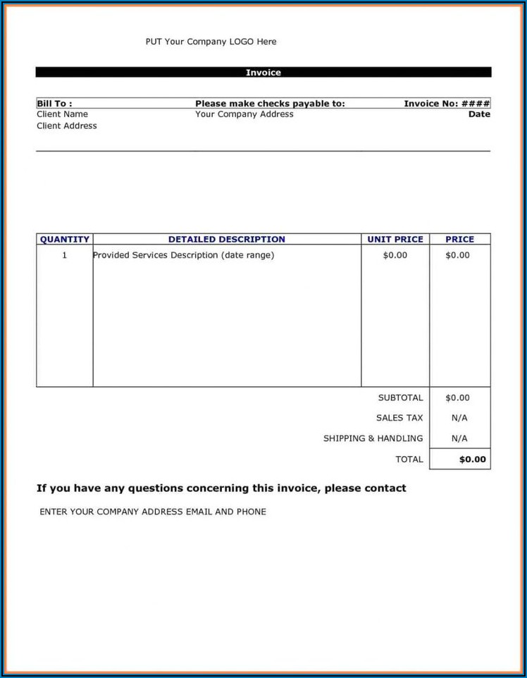 Simple Invoice Blank Invoice Template Word Free Download
