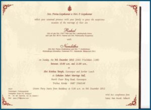 South Indian Hindu Wedding Invitation Wording Samples