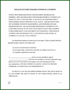 Statutory Durable Power Of Attorney Form